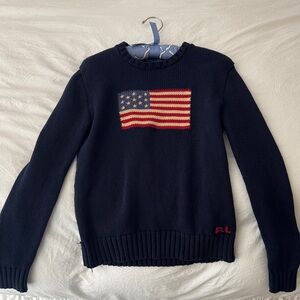 Ralph Lauren Dark Blue Sweater with Flag Design